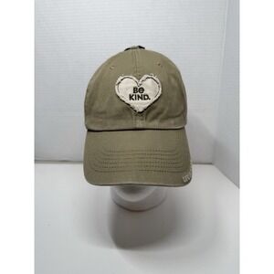 New Life Is Good Be Kind Strapback Hat Cap Green Canvas Outdoors